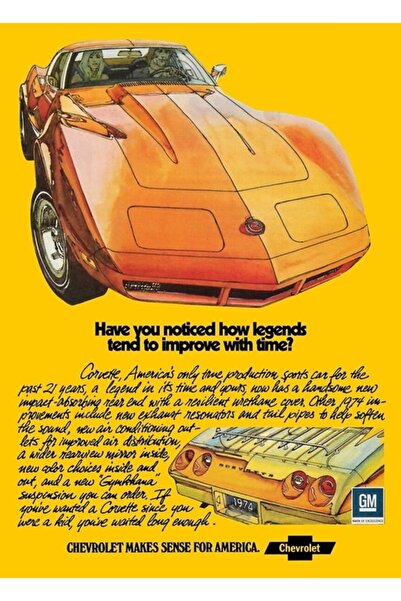 Universal Διακοσμητική Ξύλινη Αφίσα Τραπεζιού Corvette C3