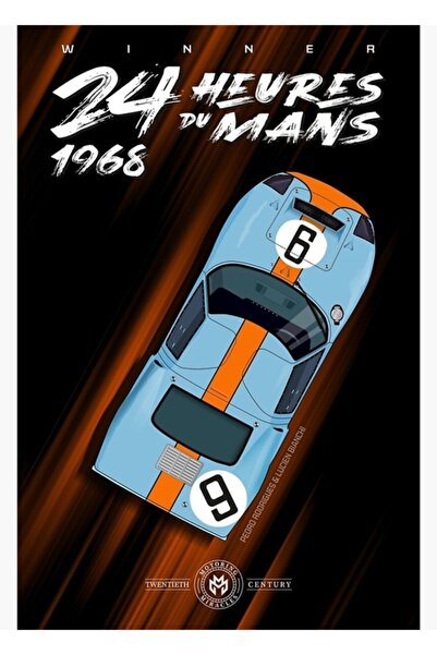 Universal 24 Heures Du Mans 1968 Ξύλινη Διακοσμητική Αφίσα Ζωγραφικής