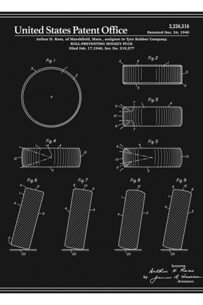 Universal Πατέντα για δίσκο χόκεϊ - Μαύρη ξύλινη αφίσα για το τραπέζι, διακοσ...