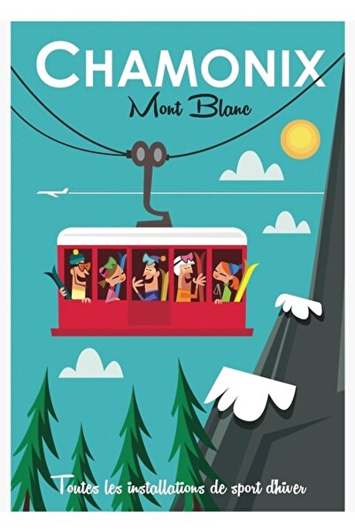 Universal Αφίσα σκι Σαμονί Μον Μπλαν, Ξύλινη διακοσμητική αφίσα