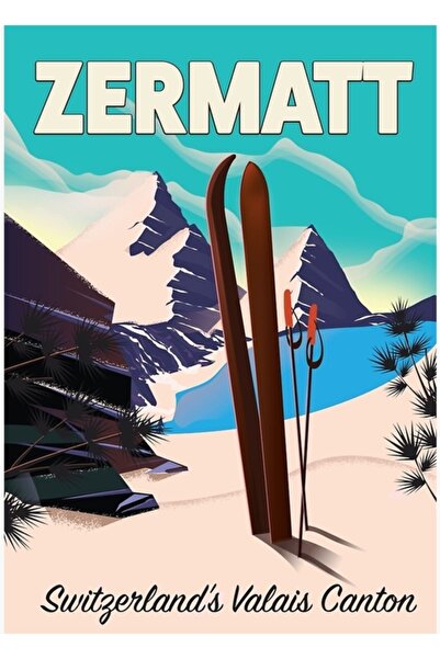 Universal Ζερμάτ Σανίδα ζωγραφικής με αφίσα σκι, Ξύλινη αφίσα διακοσμητική