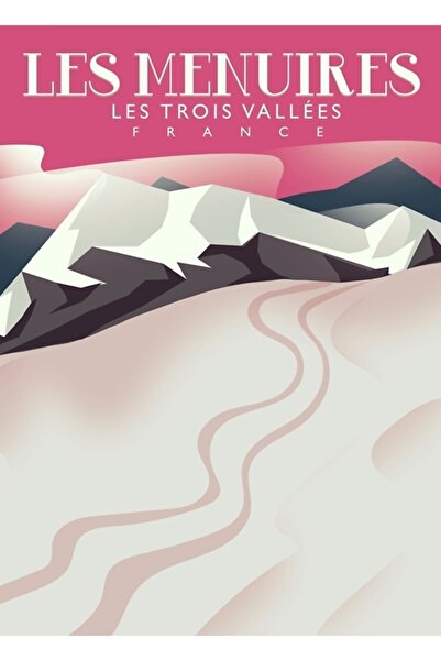 Universal Les Menuires, Les Trois Vallées, Γαλλία Παλιά Σκι Αφίσα Τέχνης Ξύλι...