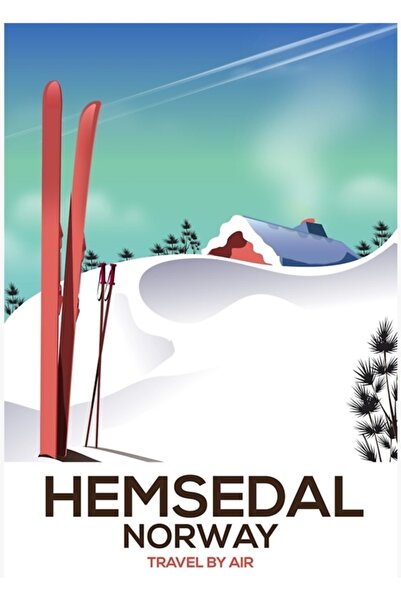 Universal Hemsedal Νορβηγία Αφίσα Ταξιδιωτικών Σκι, Ξύλινη Διακοσμητική Αφίσα