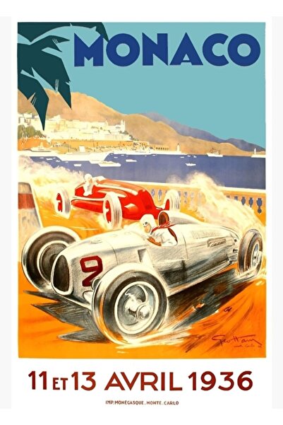 Universal 1936 Monaco Grand Prix Racing Poster Tablo Poster din lemn decorativ