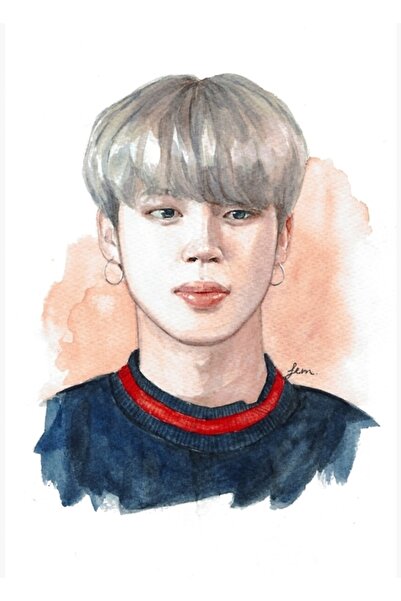 Universal Jimin Ακουαρέλα Ζωγραφική με Πιτσιλιές Ξύλινη Αφίσα Διακοσμητική Ξύ...