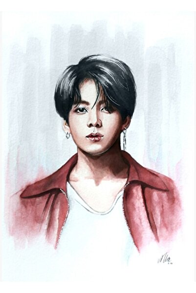 Universal Jungkook, Ξύλινη διακοσμητική αφίσα με ακουαρέλα, Κωδικός2897