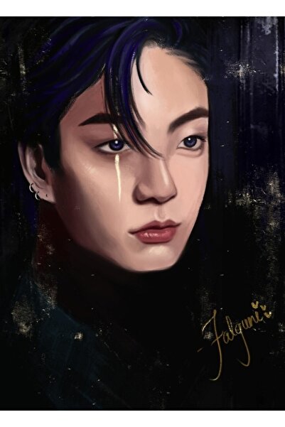 Universal Μωβ μαλλιά Jungkook Ζωγραφική Ξύλινη Αφίσα Διακοσμητική Κωδικός2987