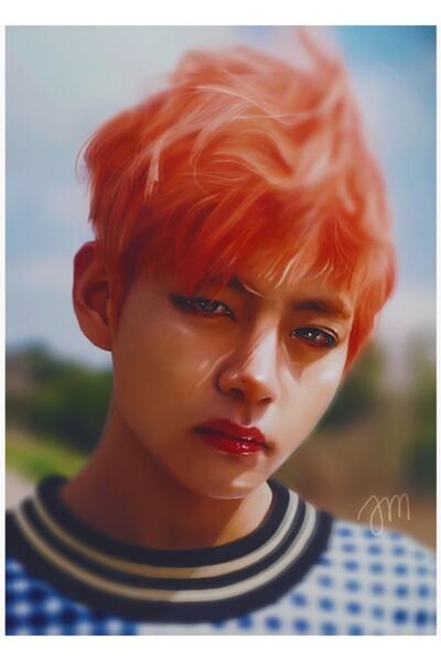 Universal Poster decorativ din lemn cu pictură roșie Taehyung Cod3360