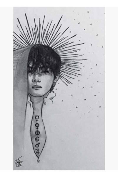 Universal Θεός του Ήλιου, Ζωγραφική Taehyung Fanart, Ξύλινη αφίσα, Διακοσμητι...