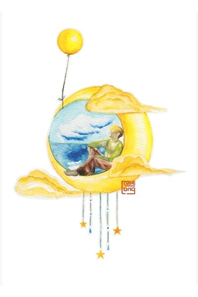 Universal Jimin- Παιδί στο φεγγάρι Ξύλινη αφίσα ζωγραφικής Διακοσμητική Κωδικ...