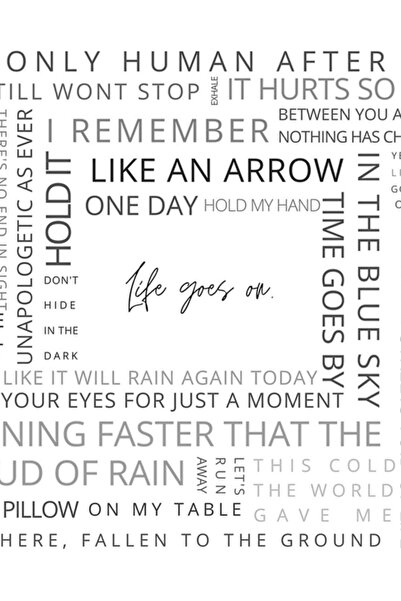 Universal Η ζωή συνεχίζεται - Εμπνευσμένη εκτύπωση (μαύρο κείμενο) Ξύλινη αφί...