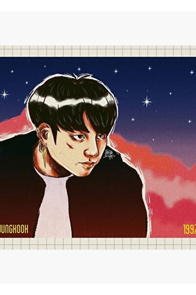 Universal Ζωγραφική Jungkook Starry Night Sky Ξύλινη διακοσμητική αφίσα με κω...
