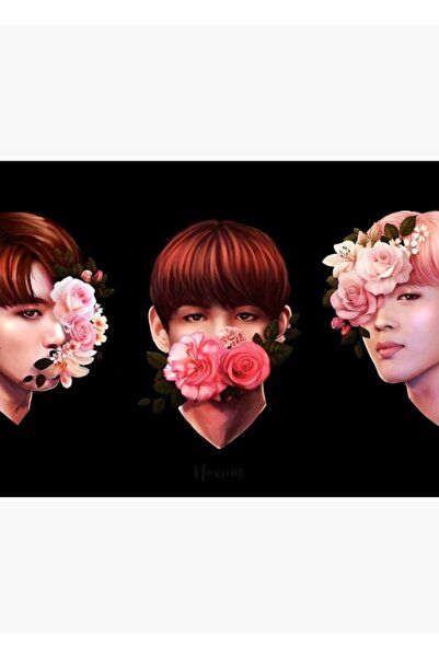 Universal Λουλούδια + Ξύλινη Ξύλινη Αφίσα Τραπεζογραφίας Maknae Line Art Διακ...