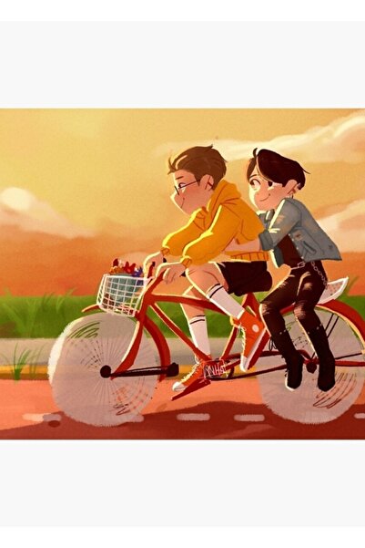 Universal Tablou cu bărbați cicliști de seară, poster decorativ din lemn, Cod896