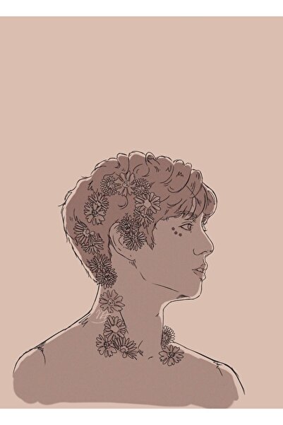 Universal Διακοσμητική ξύλινη αφίσα με λουλούδια Jungkook, Κωδικός3896