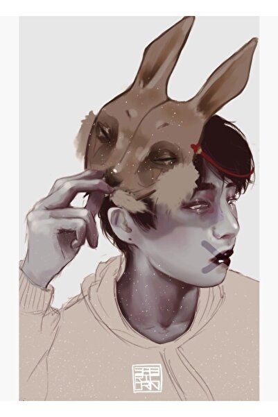 Universal Επιτραπέζια Ξύλινη Αφίσα Μάσκα Κουνελιού Διακοσμητική Κωδικός3805