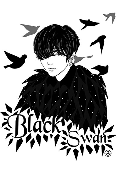 Universal Black Swan V Ξύλινη Αφίσα Ζωγραφικής Διακοσμητική Ξύλινη Αφίσα Κωδ....