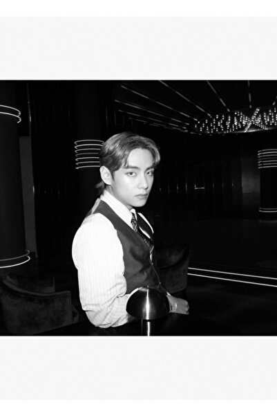 Universal Taehyung Ασπρόμαυρη Ξύλινη Αφίσα Ζωγραφικής Δυναμίτης Διακοσμητική ...