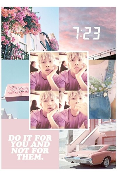 Universal Rap Monster - Ροζ Ξύλινη Αφίσα Τραπεζιού με Σχέδιο, Διακοσμητικός Κ...