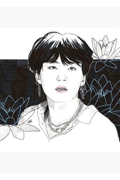 Universal Min Yoongi: Poster decorativ din lemn cu pești/nufăr, Cod1666
