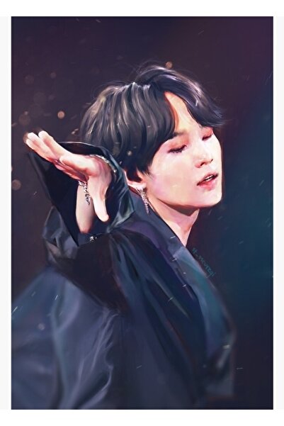 Universal Min Yoongi, Microfon, Poster decorativ din lemn pentru masă, Cod1506