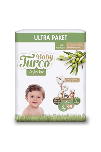 Baby Turco Doğadan Ultra Xl Bebek Bezi 16-25 Kg 64'lü 6 Numara