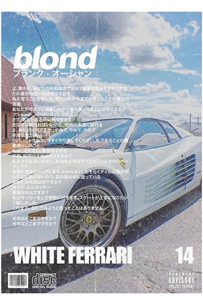 Universal Poster decorativ din lemn cu pictură Ferrari albă blondă Frank Ocean