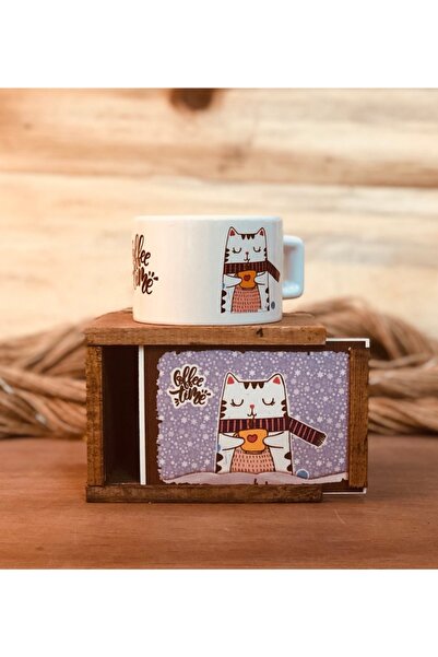 Genel Markalar Kahveli Kedi Sevimli Tasarım Kutulu Kupa