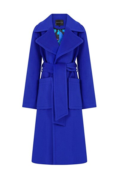 ShotOf Kiki Deep Saphire Cashmere & Wool Coat
