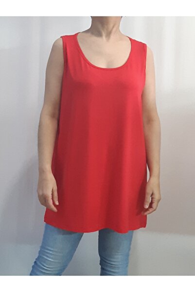 Mertcan Butik Red Thick Strap Combed Cotton Viscose T-Shirt