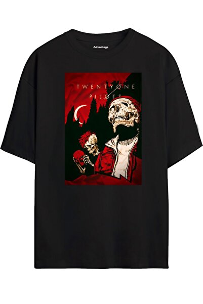 Advantage Siyah Twenty One Pilots Oversize Tshirt - Футболка