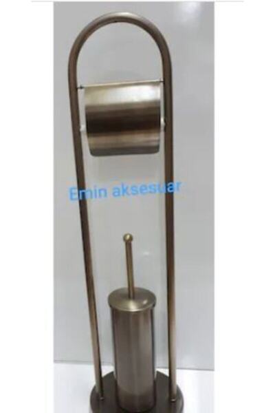 Defne Paslanmaz Ayaklı Tuvalet Kağıtlık Ve Klozet Fırçası Antik