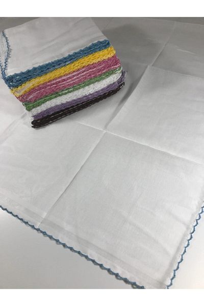 BENLİ Colored Cotton Cheesecloth Crochet Embroidered Undercover 80x80 cm