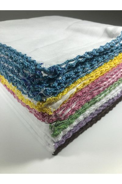 BENLİ Colored Cotton Cheesecloth Crochet Embroidered Undercover 80x80 cm