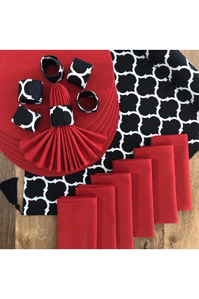 desen izmir American Serve, Black Moroccon 6 Supla, 6 Napkin, 6 Napkin Ring And Runner Tk4