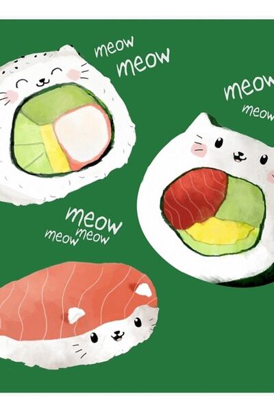 Universal Rulouri de sushi drăguțe, tablou decorativ, poster din lemn