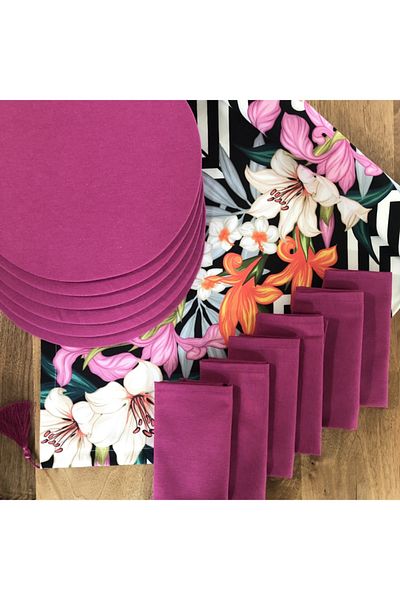 desen izmir American Serve, Lily 6 Plates, 6 Napkins and Runner