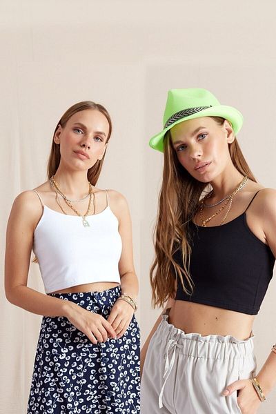 alenmoda Women's Rope Strap Crop Top 2 Pack