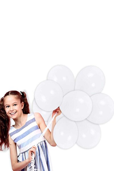 Parti dolabı 100 Pieces Matte White Color Pastel Balloon