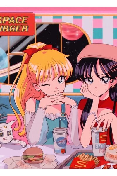 Universal Space Burger - Table Wood Poster Decorative