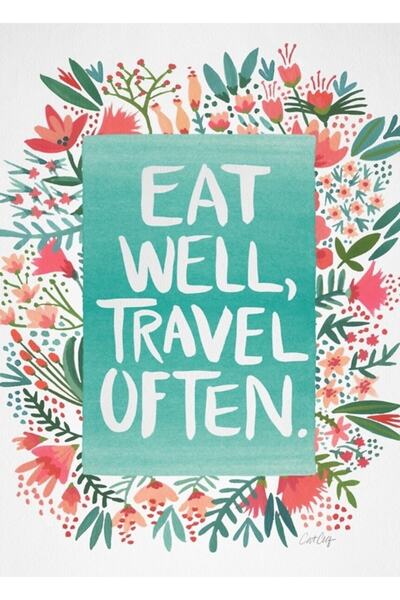 Universal Mănâncă bine, călătorește frecvent Buchet Tablo Poster din lemn dec...
