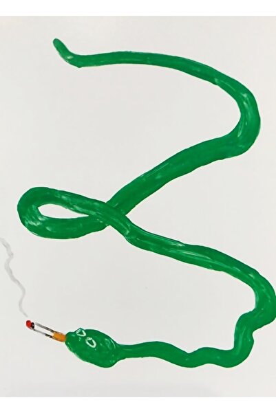 Universal Poster decorativ din lemn cu șarpe verde care fumează