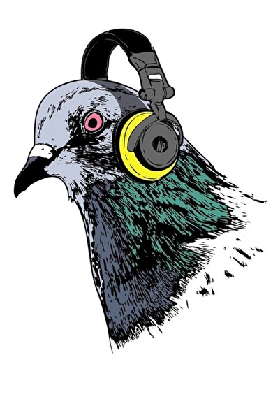 Universal Poster decorativ din lemn Techno Pigeon V2