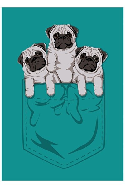 Universal Poster decorativ din lemn Pocket Pug Painting