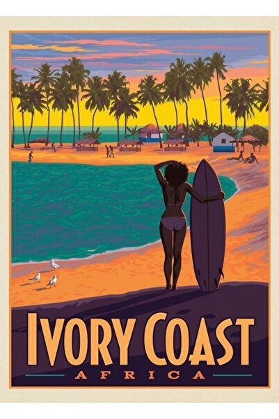 Universal Womas Sky Ivory Coast Twilight Tablo Poster decorativ din lemn