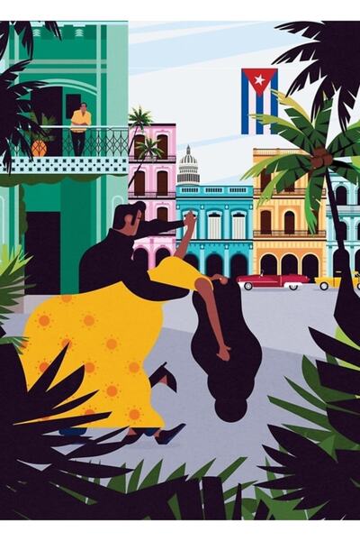 Universal Havana Ft. Salsa Dansçıları Tablo Ahşap Poster Dekoratif