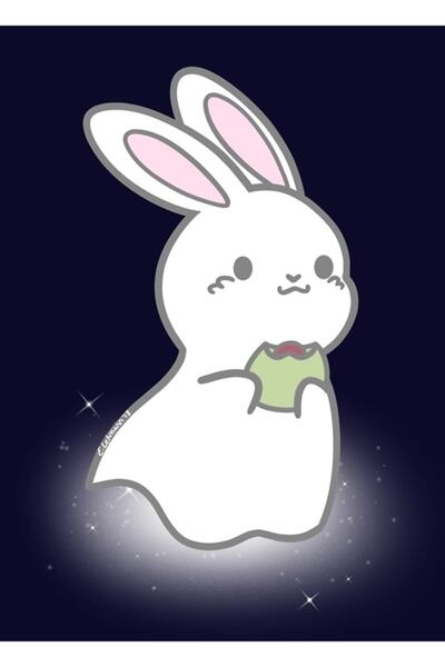 Universal Kawaii Mochi White Rabbit Ghosty Goo Tablo Poster din lemn decorativ
