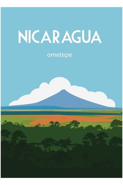 Universal Poster de călătorie Nicaragua Vulcanul Ometepe Tablou Poster din le...