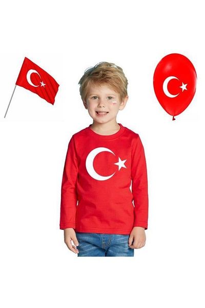 Dragora Flag Printed Long Sleeve 23 April 19 May 30 August 10 November Super Quality Unisex Children's T-shirt