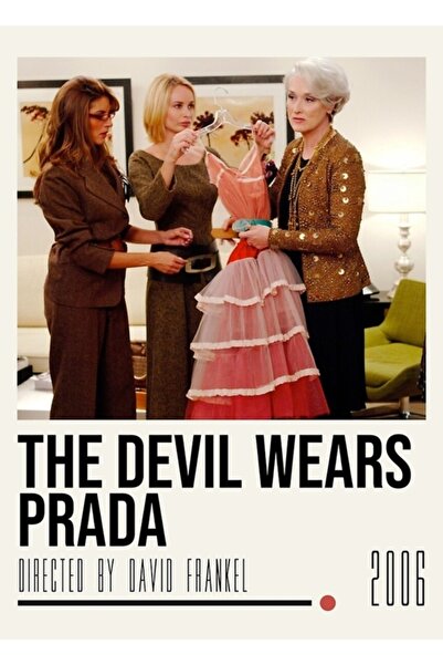 Universal Η διάβολος Πράντα φοράει μια ξύλινη διακοσμητική αφίσα ταινίας, ζωγ...